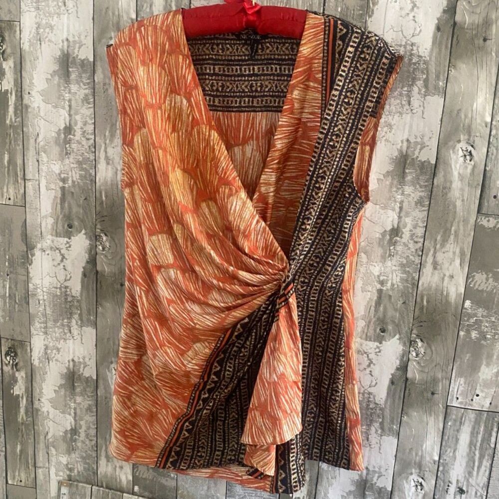 Nic+Zoe orange sleeveless blouse M